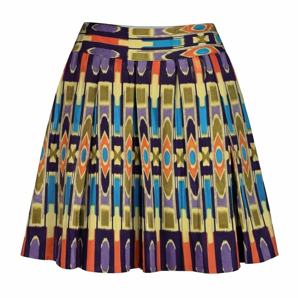 W Work To Weekend Pleated Skirt Womens 6 Southwest Boho Abstract Print
